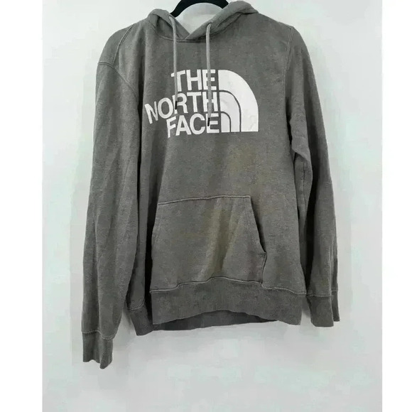 The North Face Men's Half Down Hoodie White Gray Sweatshirt Sz M Outdoor Jacket - Picture 1 of 5